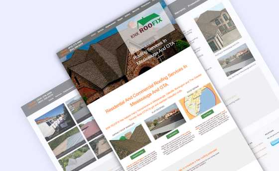 Responsive web design for roofing company website by Cappers. Shows photo gallery and Google map highlighting areas served.
